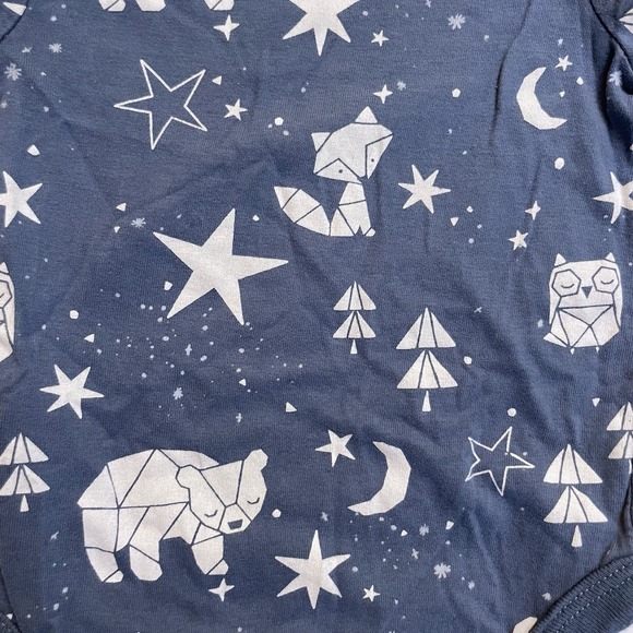 Jumping Beans Long Sleeve Bodysuit Blue Constellations Woodland Animals 6 Months - Picture 3 of 5